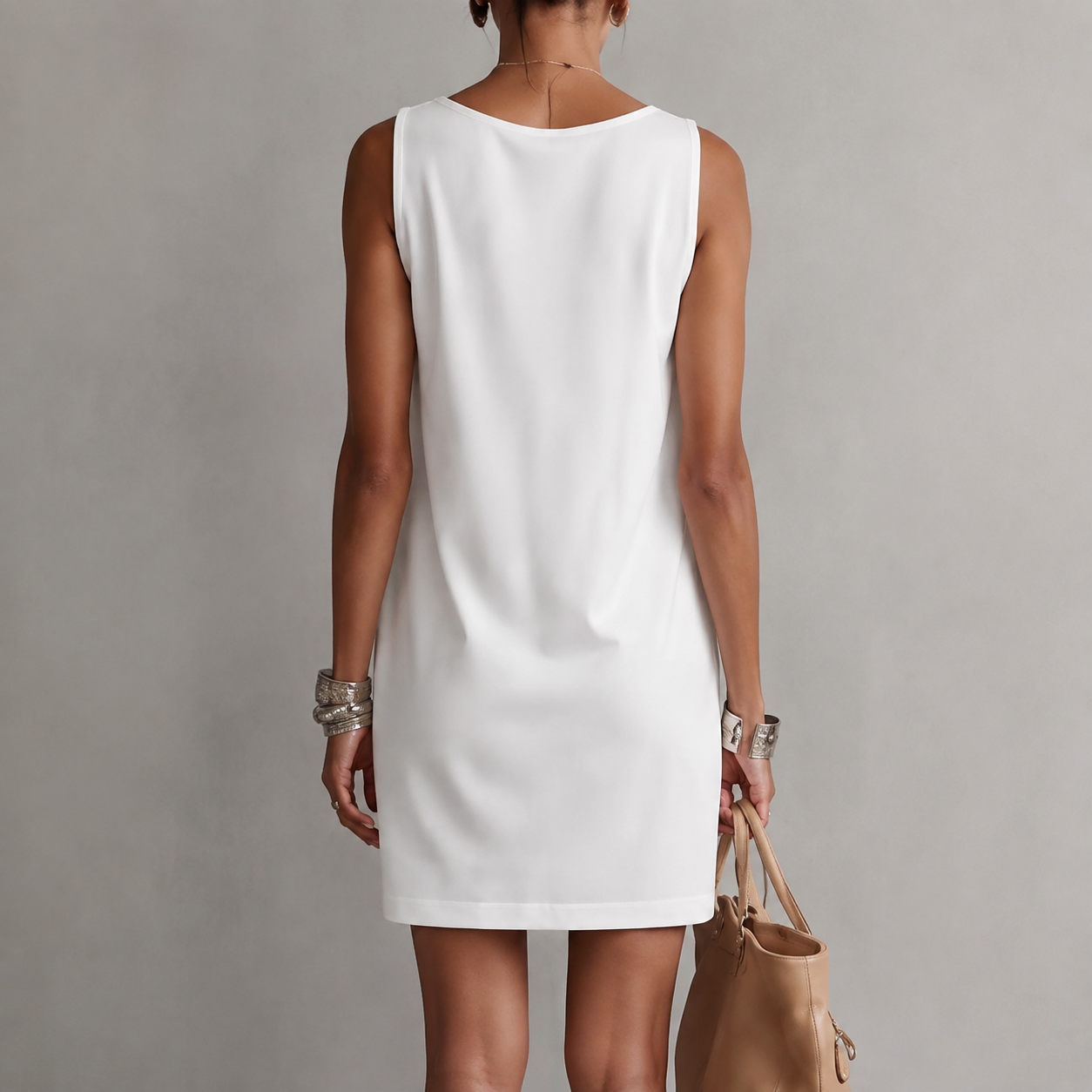 Calista | Vestido mini blanco escote drapeado con bolsillos