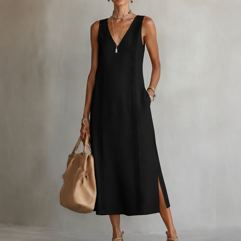 Alba | Vestido midi de lino con escote en V