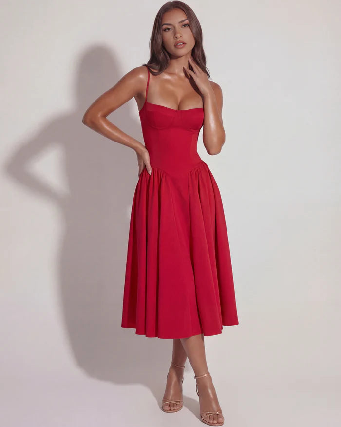 Sofía | Vestido midi azul marino.