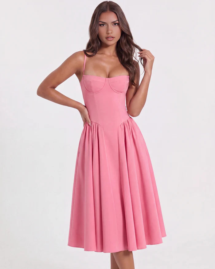 Sofía | Vestido midi azul marino.