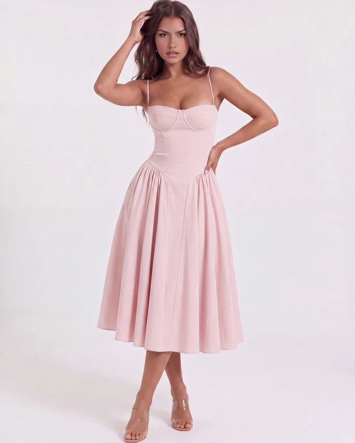 Sofía | Vestido midi azul marino.