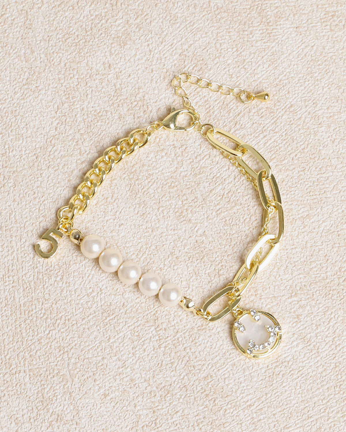 Pulsera de perlas de aleación de oro